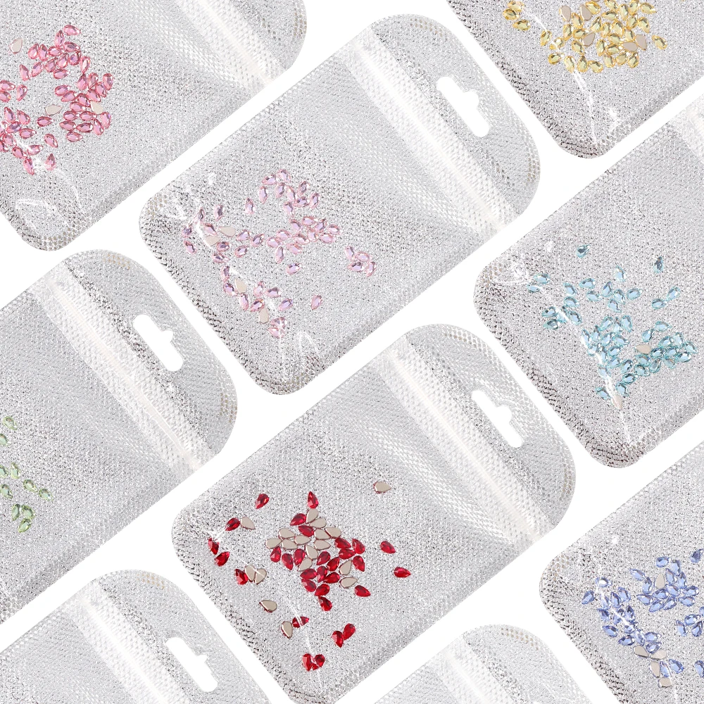 50 ชิ้น 3x5 มม. หินแก้วหลากสีคุณภาพสูง กลิตเตอร์รูปหยดน้ำ สำหรับงานประดิษฐ์เครื่องประดับ งานศิลปะตกแต่งเล็บ