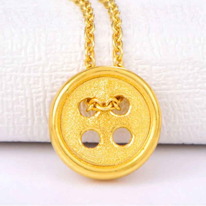 1pcs Pure Gold Pendant For Women Men 3D Button Pendant DIY Handmade Bracelets Christmas Gifts 0.8-0.9gg