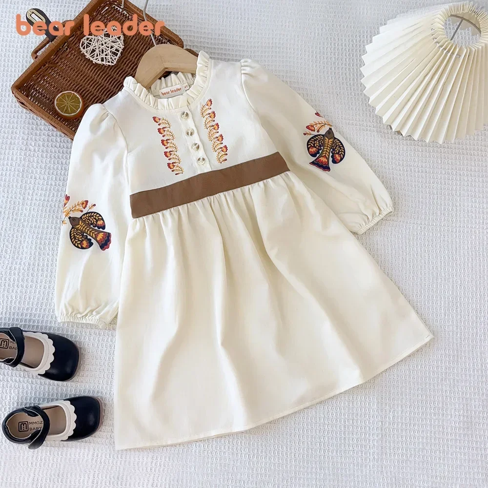 Bear Leader 3-7 Year Old Children\'s Clothing Spring Autumn Fashion Kids Clothes Printed Long Sleeved Dress Girls Casual Dresses