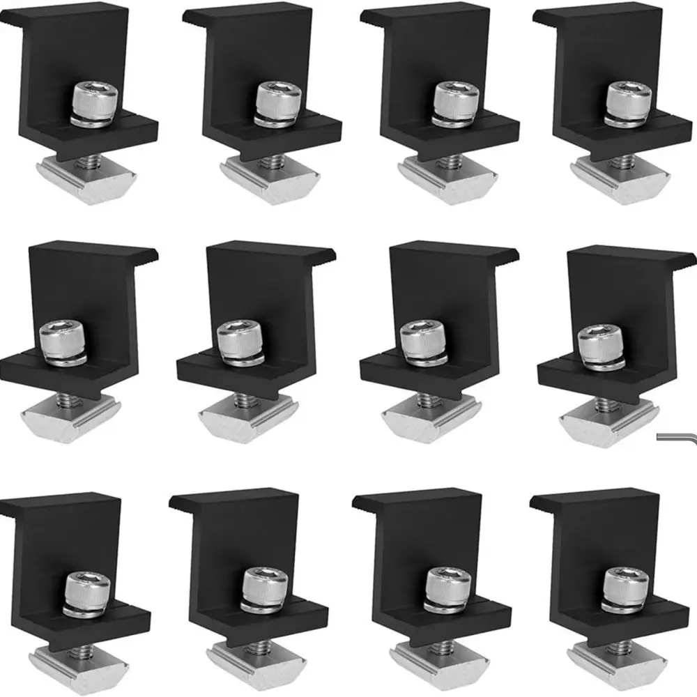 Aluminum Alloy Photovoltaic Bracket Clamps Black Oxidized Solar Panel Mounting Hardware Roof Fixed Utility Installation Kit