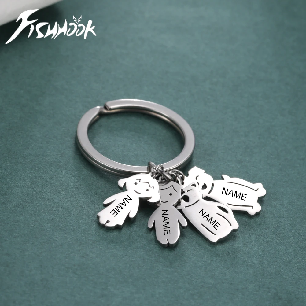 Child Mother Day Kid Personalized Keychain Custom Name Key Chain Boy Girl Dog Cat Gift for Women Men Family Mom Dad Jewelry