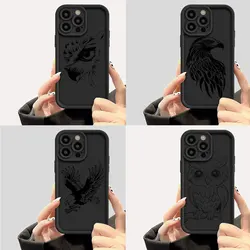 Eagle Black Phone Case for iPhone 15 14 13 12 11 Pro Max Plus 13 Mini X XR XS MAX 8 7 Protection Soft Cover Coque Shell