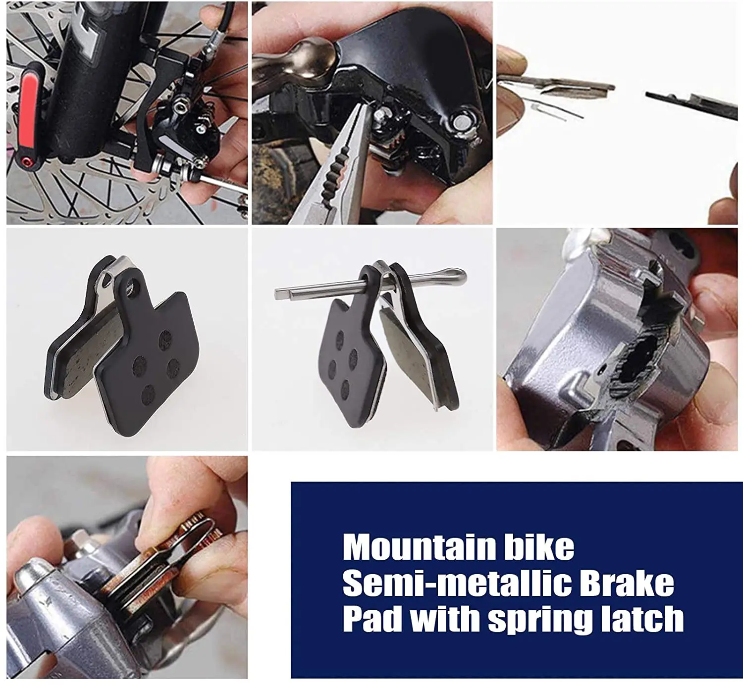 4 Pairs Semi Metallic Bicycle Disc Brake Pads With Springs & Cotter Pins for SRAM Avid DB1 DB3 DB5 SRAM Force ETAP AXS