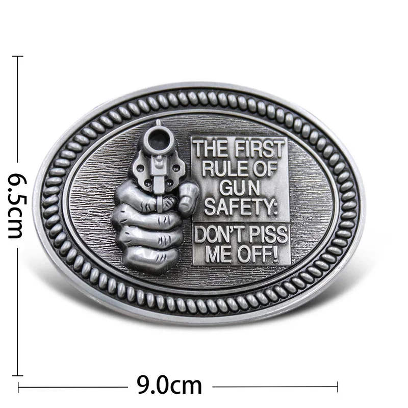 Cowboy men\'s Belt Buckle Safety Gun Silver Metal Buckle Suitable for 4cm Width Belt Cowboy Cowgirl Buckle for Belt Accessories