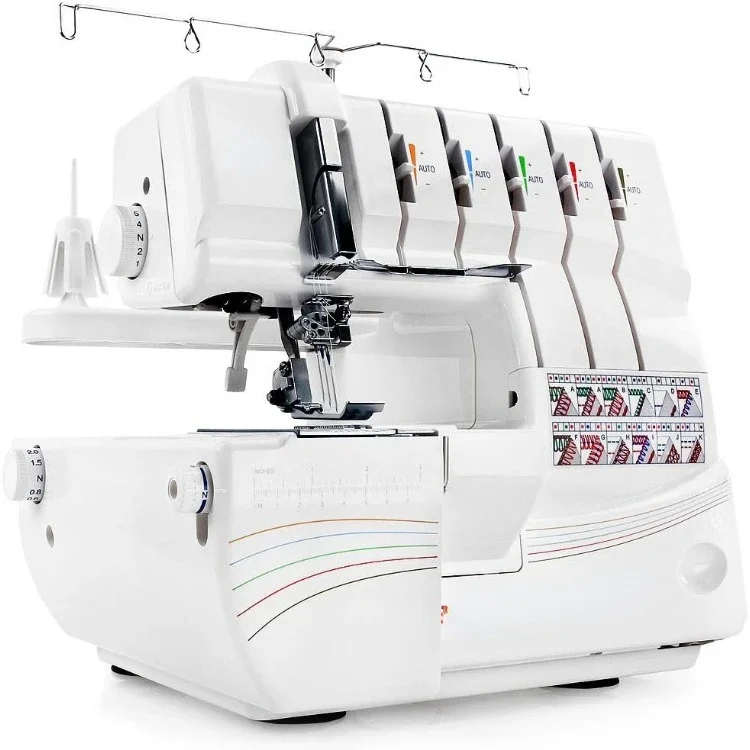 Professional 14T968DC Serger Overlock with 2-3-4-5 Stitch Capability, 1300 Stitches per minute, & Self Adjusting