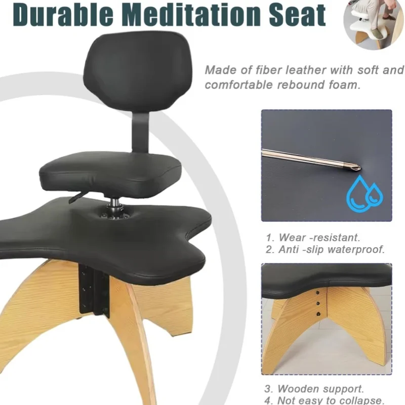 Cross Legged Chair With Backrest Height-Adjustable Stool for Posture Wooden Knee Office Chair Ergonomic Seat Monkey Crouching