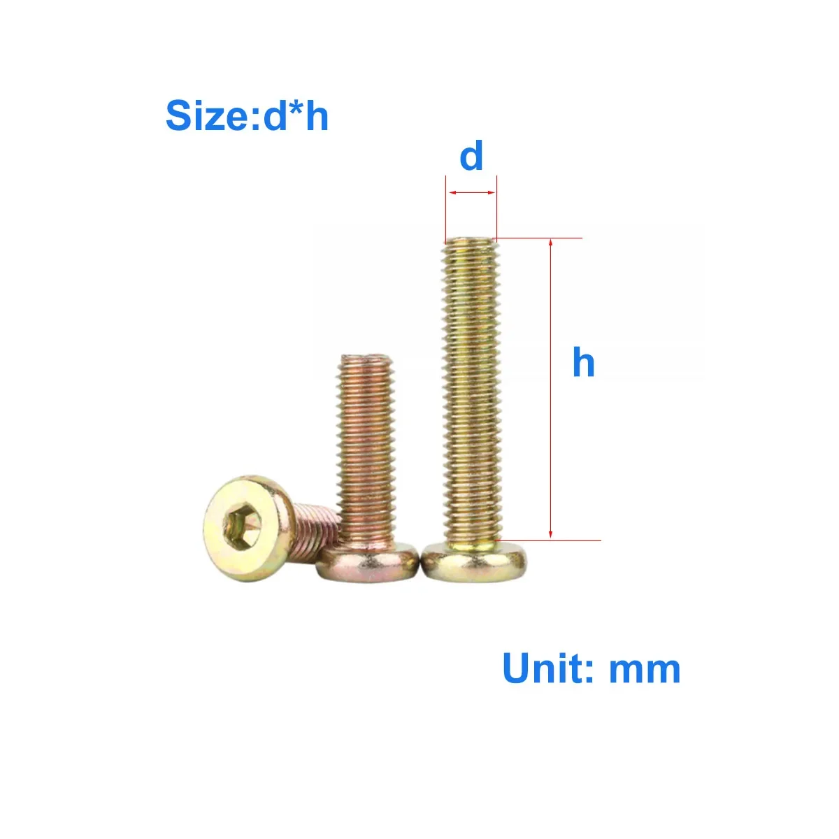 

Colored Zinc Chamfered Round Head Hex Screws/Furniture Connecting Screws/Countersunk Bolts