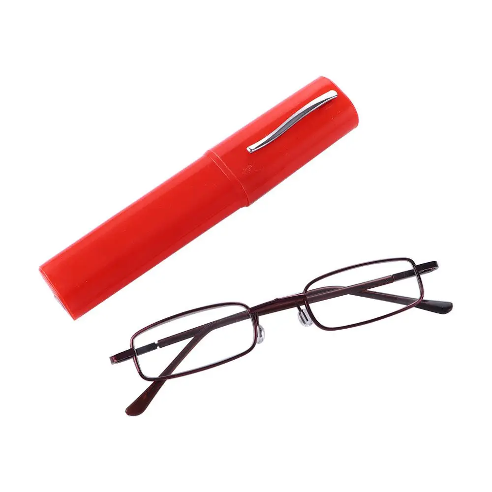 Office With Pen Tube Case Metal Frame Anti Blue Light Glass Reading Glasses Mini Hyperopia Eyewear Full Frame Eyeglasses