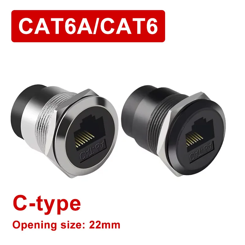 C-type CAT6A/CAT6 Network RJ45 Direct Module Data Signal Interface Super Six Category Metal Round Two Ends Direct Socket Panel