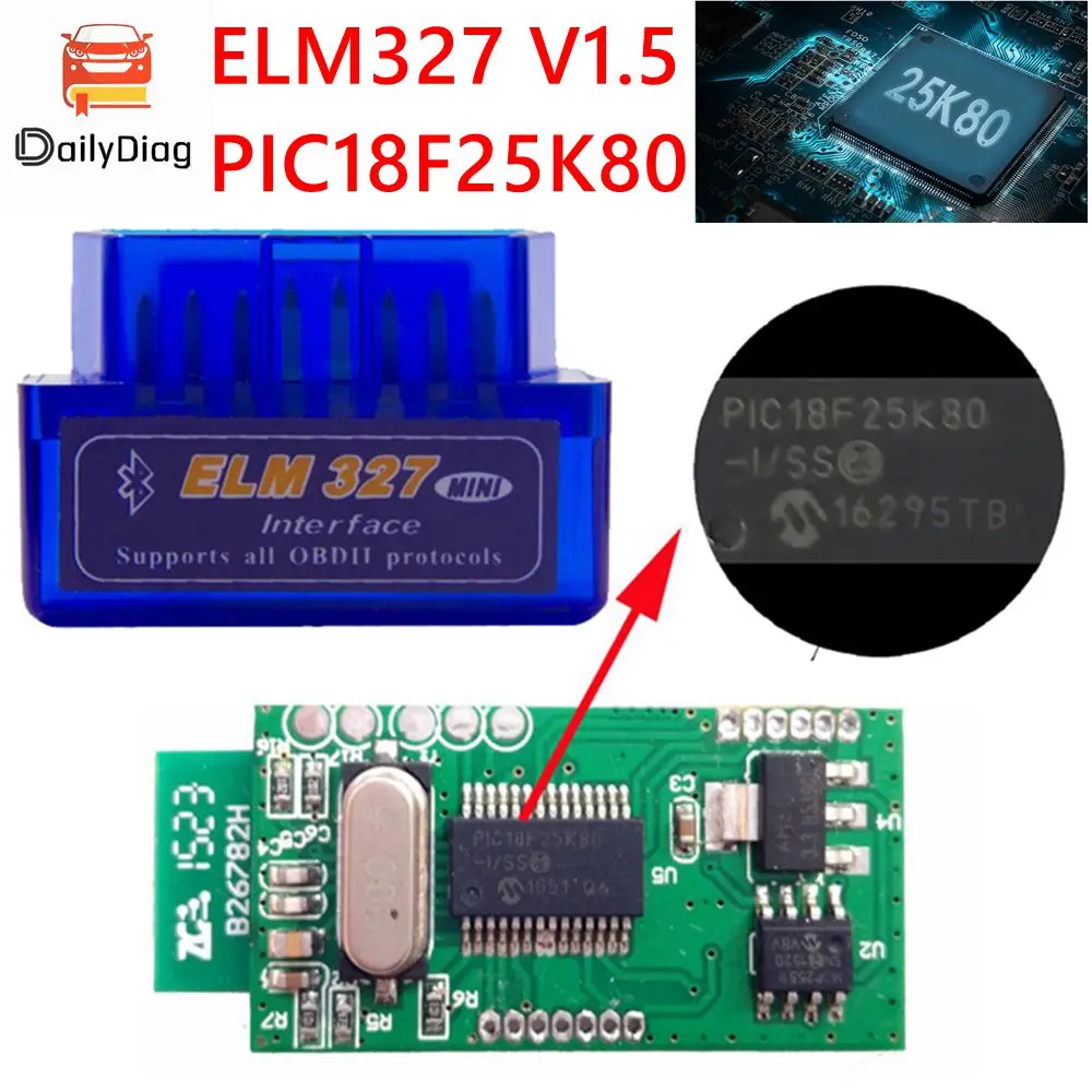 

Super Mini ELM327 With Double Pic18f25k80 OBD2 ELM 327 V 1.5 Bluetooth Auto Diagnostic Scanner for OBDII Code Diagnostic-Tools