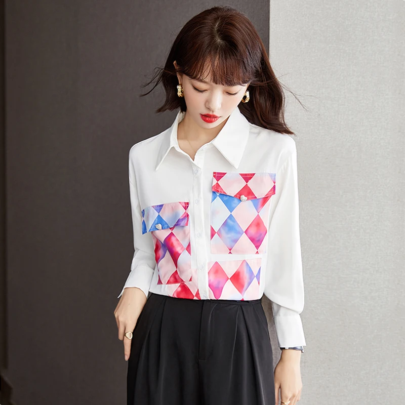 

New Korean Fashion Casual Ladies White Shirts blouse women tops Female Woman Button Up Shirt Girls Long Sleeve Blouse PyA1703