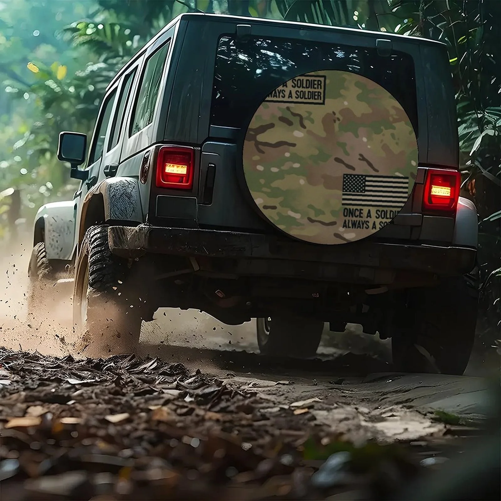 1pc Military Camo Tire Cover Wheel - Fit For Cars, SUVs, Trucks - Heavy-Duty Camouflage Wheel Protection With All-Terrain Camo P