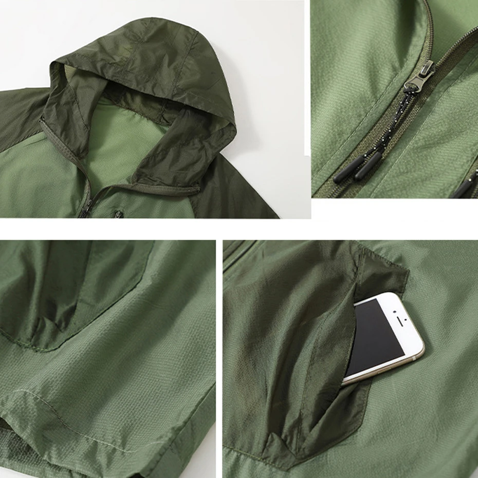 Summer Sunscreen Jacket Men Summer Thin Jacket Coat Black Fashion Casual Hooded Coat Fishing Cycling Outerwear