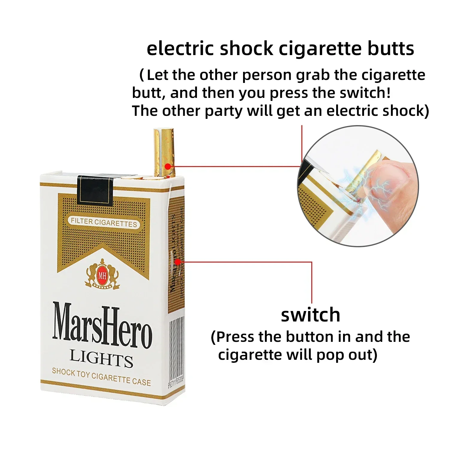 

A novel and creative toy for pranks, electric shock, cigarette box, electric shock, prank, and prank on April Fool's Day