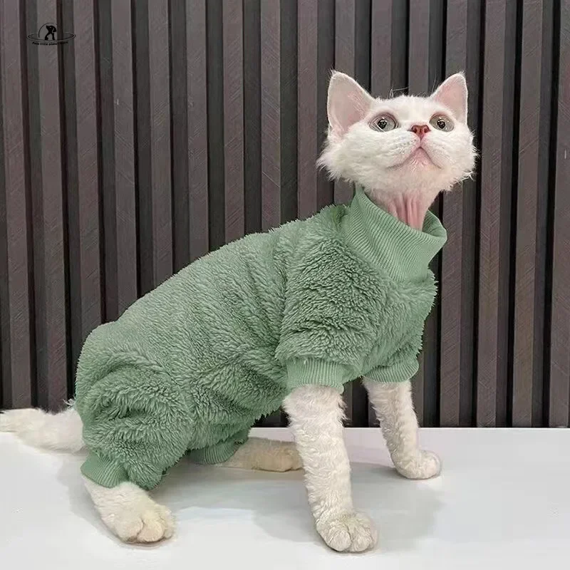 Sphinx Jumpsuit Autumn and Winter Thickened Plush Clothes Small and Medium-sized Cat Sweater Hairless Cat Warm Protect Abdomen