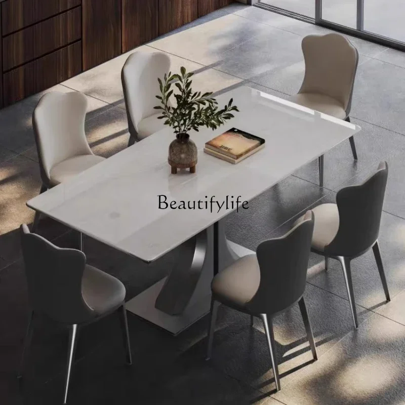 

ld14Imported Luxury Stone Dining Table Rectangular Household Light Luxury High-End Marble Dining Table