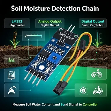 100Pcs Soil Moisture Sensor Module, LM393 Hygrometer Detection for Arduino DIY Robot Smart Car
