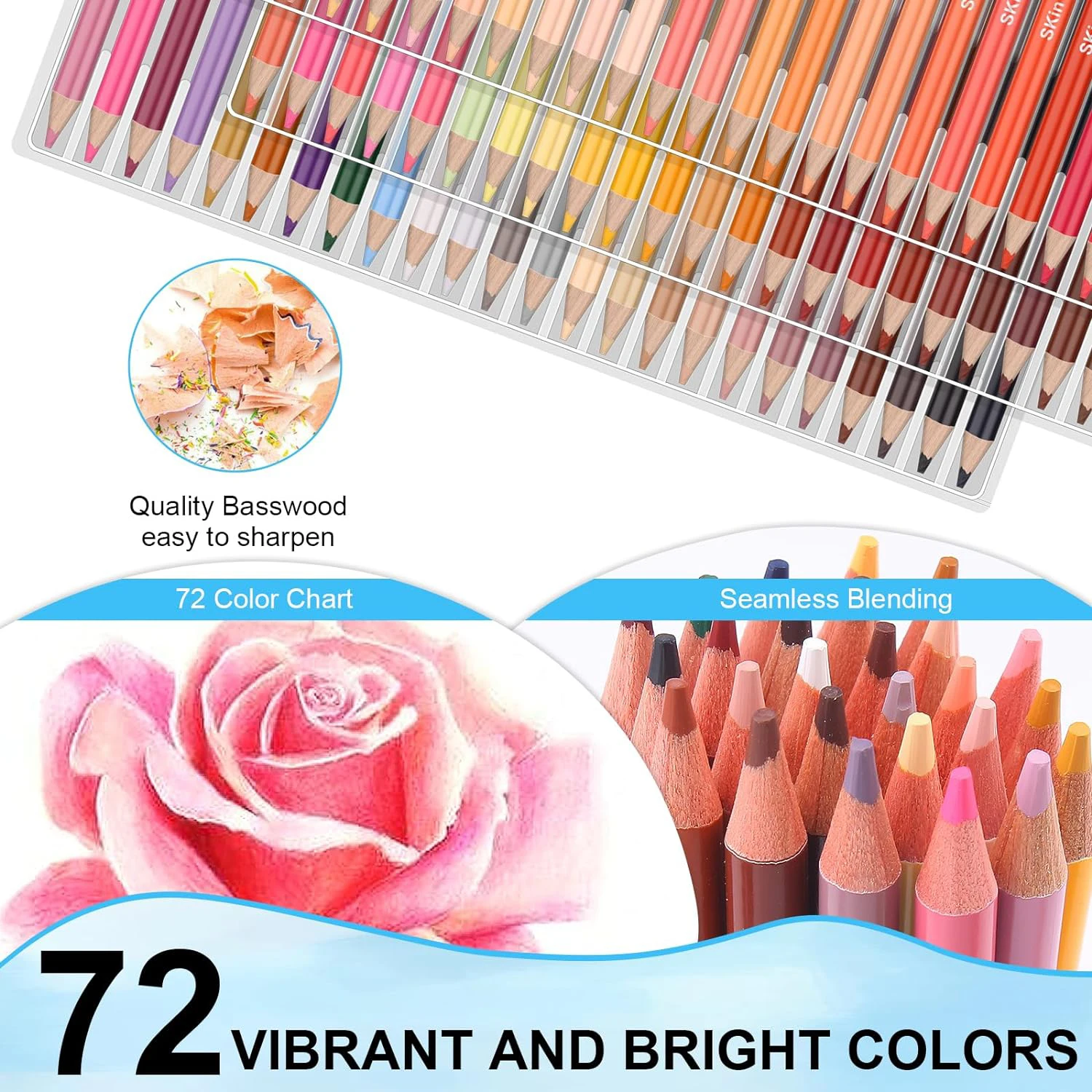 72 Skin Tones Colored Pencils, Portrait Set Oil Based Pre-sharpened Drawing Pencils for Beginner Adult Artist Coloring Book Draw