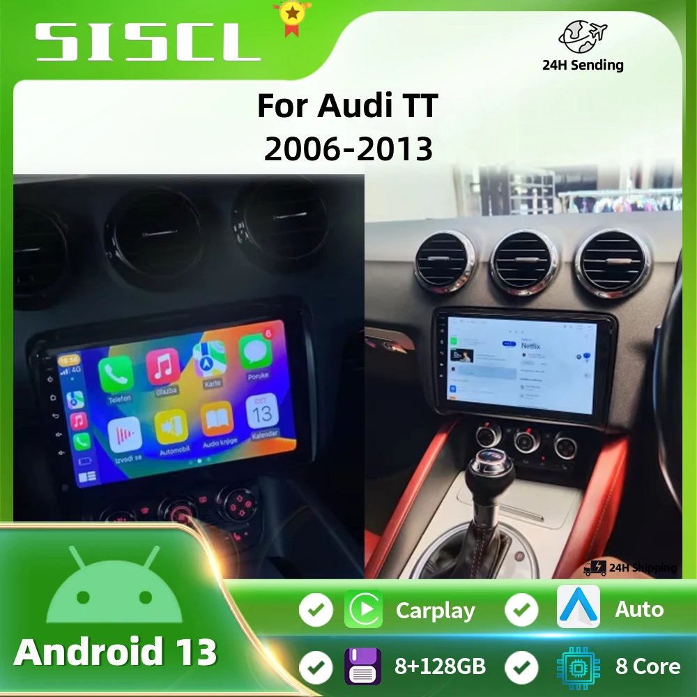 

For Audi TT MK2 8J 2006-2014 Android 13 Auto Car Radio Multimedia Stereo GPS Navi Head Unit Carplay Intelligent Systems 2 Din