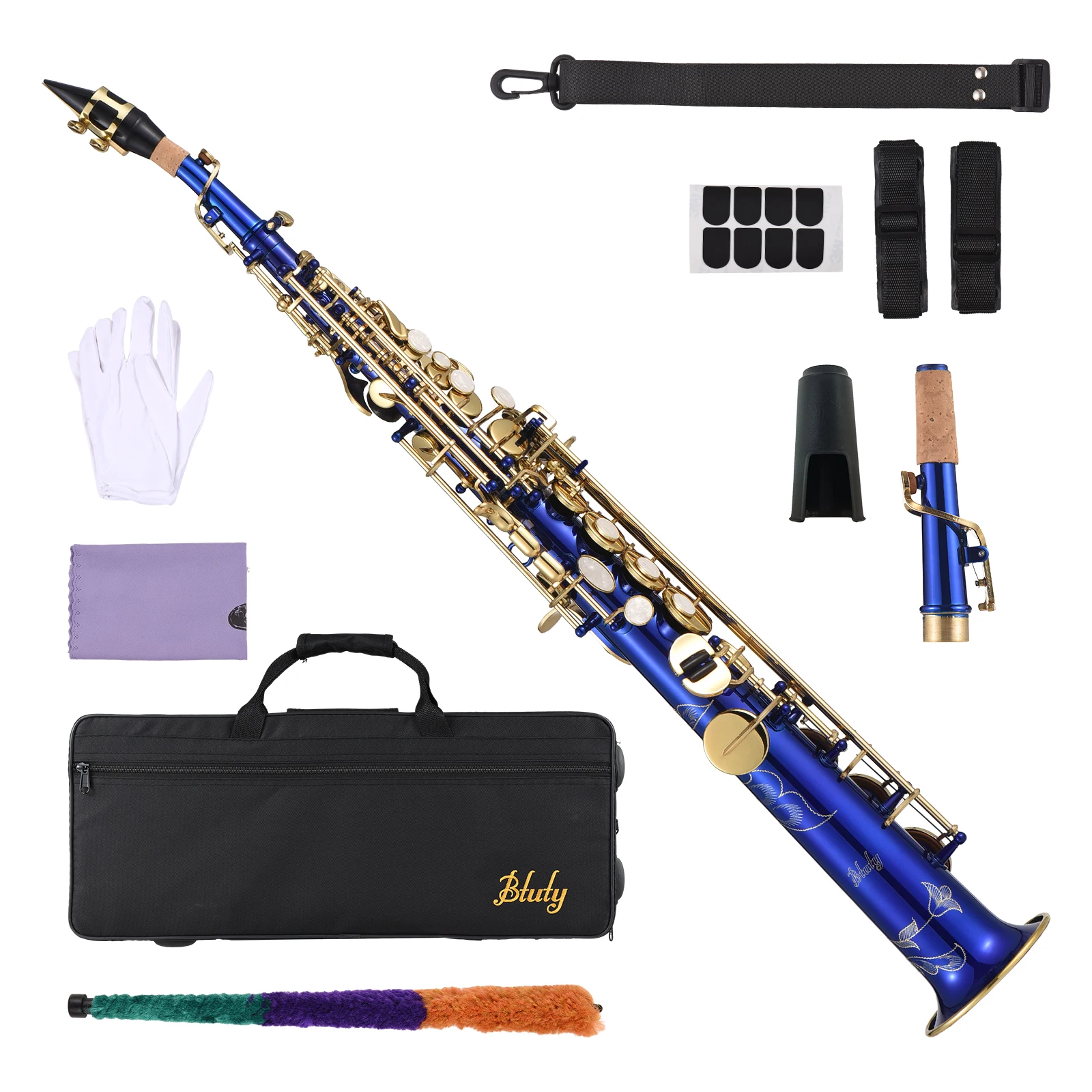 

Саксофон сопрано Btuty Brass Straight Soprano Sax, Bb (Си-бемоль), деревянный духовой инструмент для студентов, начинающих и профессионалов, с натуральными клавишами из перламутра