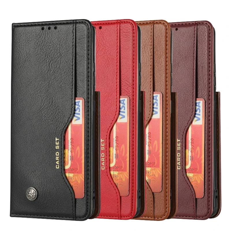 

Solid Color Leather Card Wallet Phone Case For Huawei Y7A Nova 7i Honor 8S 9X Pro 20 Pro 10 Lite Magnetic Holder Flip Cover