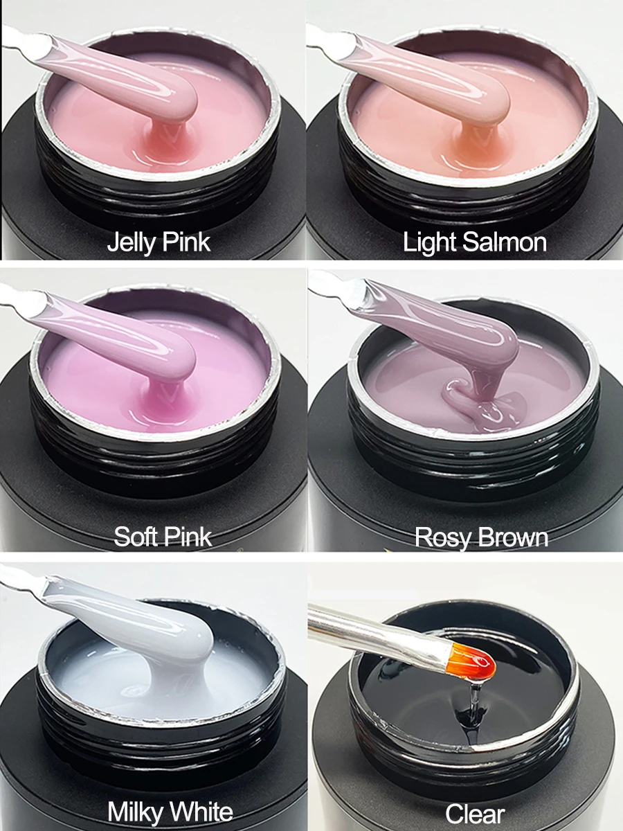 Jillnails 3pcs/6pcs 50g Medium Gel Builder Nagels Extensions Nagelgelverlenging UV LED Curing Zelfnivellerend Helder Melkachtig Wit