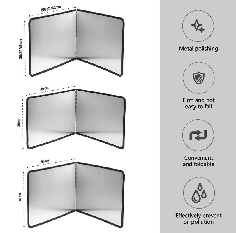 Kitchen Anti Oil Splatter Shield Guard Anti-Splash Block 2-Sided Stainless Steel Splatter Heat Insulation Oil Gas Stove Baffle