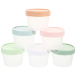 6 Pcs Ice Cream Container Crisper Storage Box Yogurt Homemade Containers Keeper Freezer for Pp Cake Puck Mold