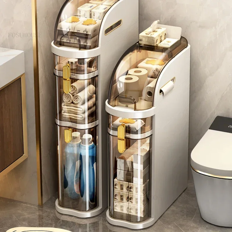 Bathroom Storage Racks Bathroom Gap Cabinet Storage Organizer Installation-free Gap Cabinet with Cover Floor Narrow Cabinet