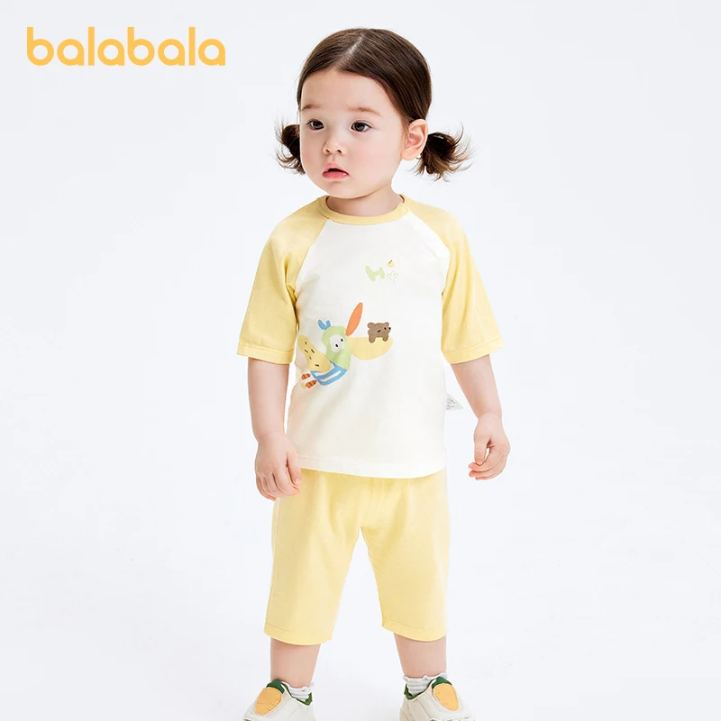 

Balabala Baby Pajamas Newborn Infant Home Suit Lightweight for Boys and Girls 2024 Summer New Collection Made of Pure Cotton