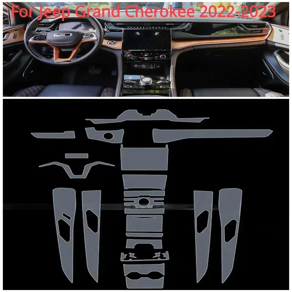 

For Jeep Grand Cherokee 22-2023 Car interior Accessories film transparent TPU Gear Panel Center Console Anti-scratch resist film