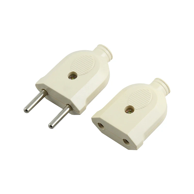 1pair EU European 2Pin AC Electric Power Male Plug Female Socket Outlet Adaptor Adapter Wire Rewireable Extension Cord Connector