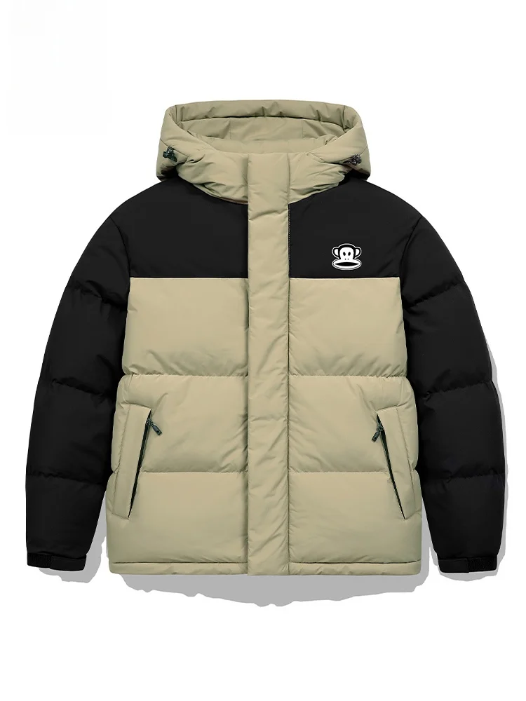 

Зимняя мужская куртка Paul Frank из утолщенного хлопка с капюшоном на молнии, повседневная, теплая, с принтом обезьяны, стандартный крой, длинный рукав