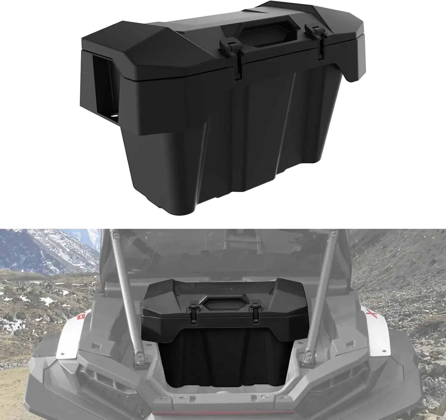 Cargo Storage Box for Polaris RZR XP 1000 2024, 82 QT Polypropylene Water Resistant Forward Cargo Storage Bin for Polari