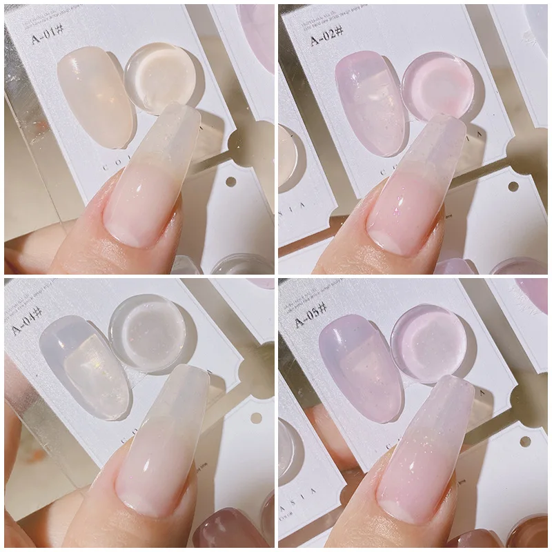 Ice Transparency Protein Series 12colors/set Semi-transparent Jelly Nude Color Gel Nails Polish 15ml White Soak Off Nail Gel