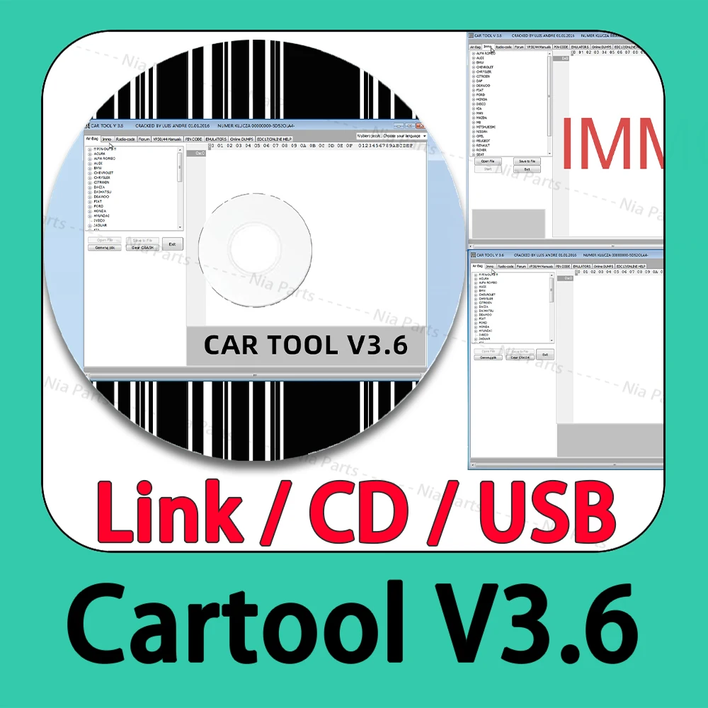Автомобильный инструмент 3,6 immo Диагностика для автомобилей Ремонт интерфейса инструмент для проверки обслуживания автомобиля Тюнинг автомобиля V3.6 cartool 2024 Новинка