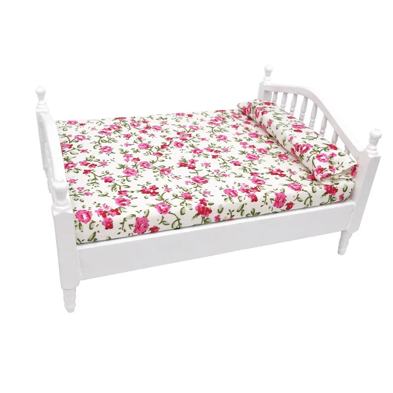 1:12 Mobili in miniatura Casa delle bambole Cluster di fiori freschi Camera da letto Set letto Puntelli fotografati Accessori per casa delle bambole Casa da gioco Giocattolo