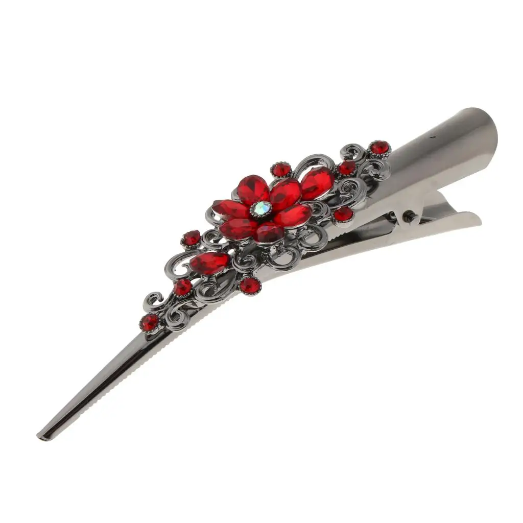 Retro Metall Strass Haar Alligator Clip Krokodil Haar Griff für Lady Girl