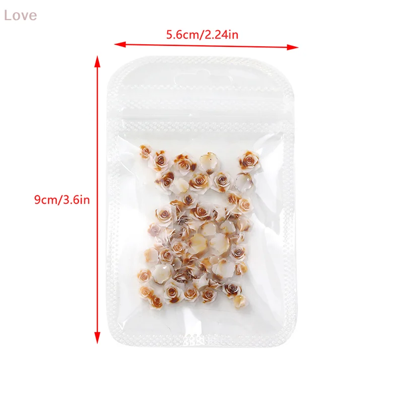 [L & P] 50 قطعة الراتنج البسيطة ثلاثية الأبعاد ارتفع مسمار الراين الأحجار الكريمة بريق مسمار الفن مجوهرات مانيكير مسمار الفن زينة