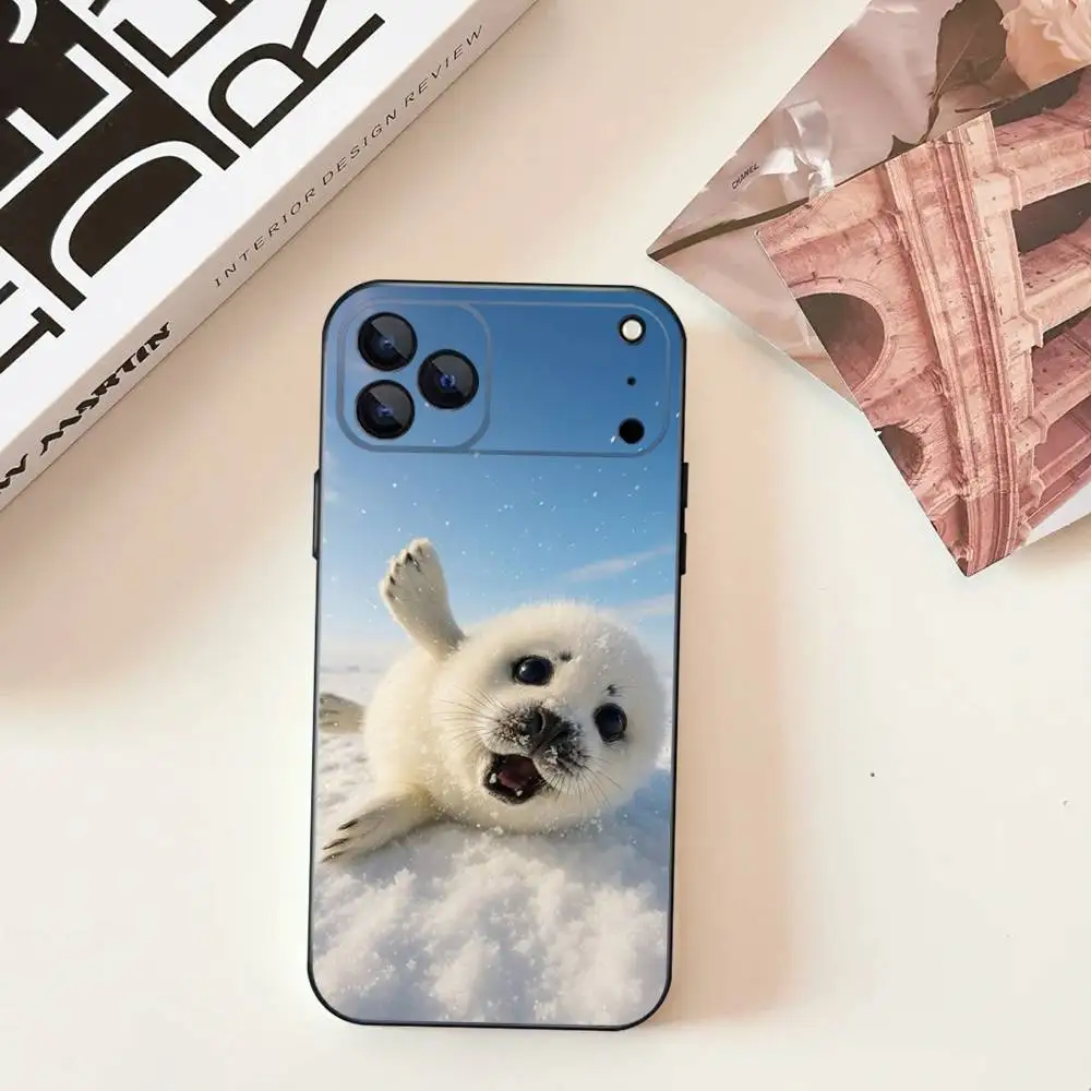 S-Seal Animal Leuke telefoonhoes voor iPhone 17,16,15,14,13,12,11,Pro,Max,Plus,E,SE4,Air,Mini Zwart Nauwkeurige gatmatching