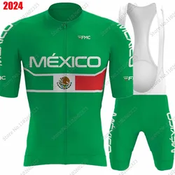 Mexico National Team Cycling Jersey 2024 Set Cycling Clothing Men Road Bike Shirt Suit Summer Bicycle Bib Shorts MTB