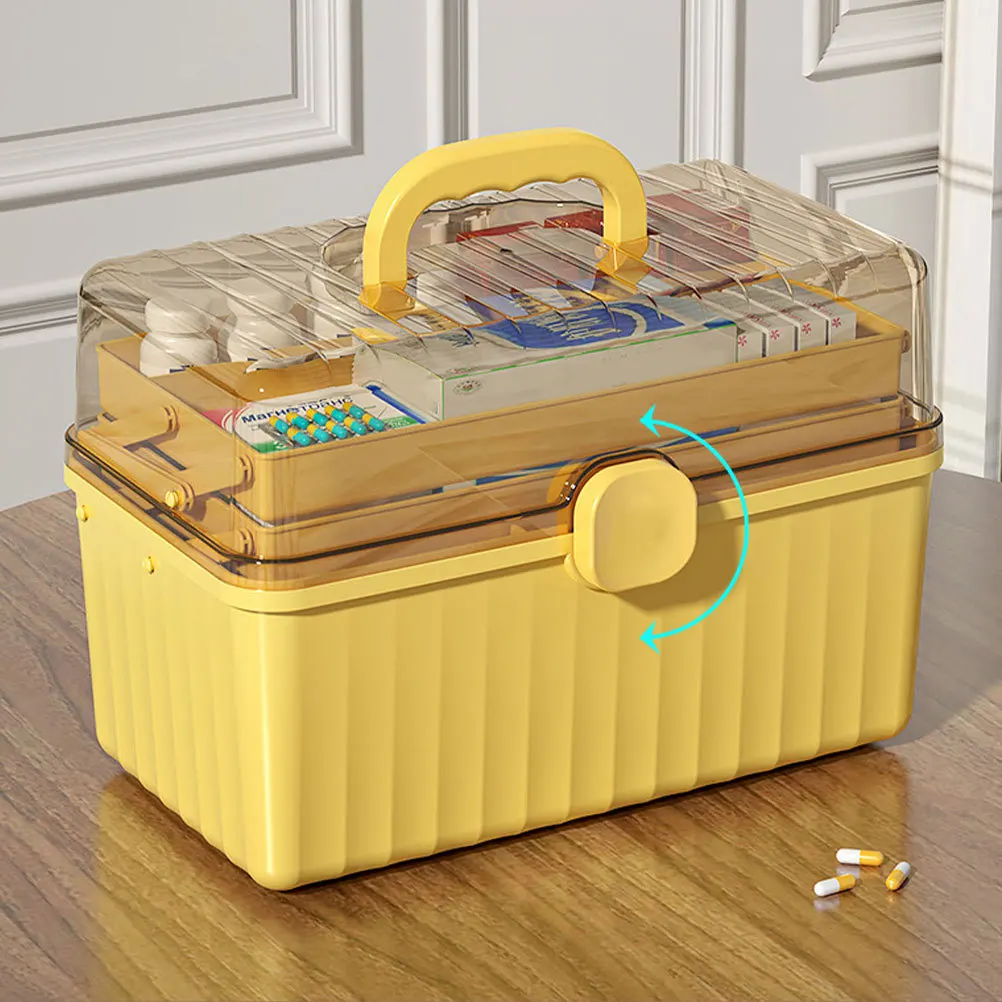 First Aid Box Empty Large Capacity Medicine Storage Case Multi-Layer Portable Organizer For Home Office Travel Emergency