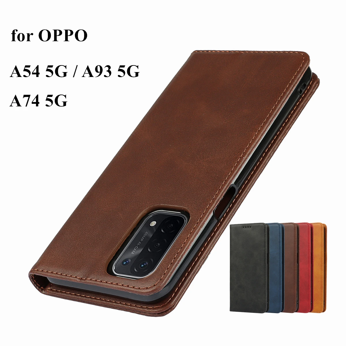 Leather case for OPPO A54 5G / A93 5G / A74 5G Flip case card holder Holster Magnetic attraction Cover Case Wallet Case