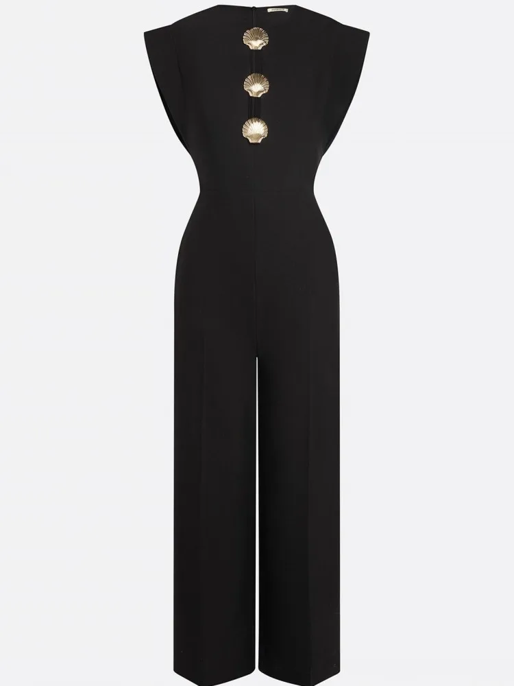 

Solid Women Jumpsuits For Spring Summer Sleeveless O-Neck Loose Fashion Streetwear Overalls Wide Leg Pants Trousers 2026