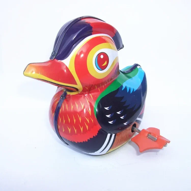 

[Funny] Adult Collection Retro Wind up toy Metal Tin The bird Mandarin duck Mechanical Clockwork toy figures model kids gift