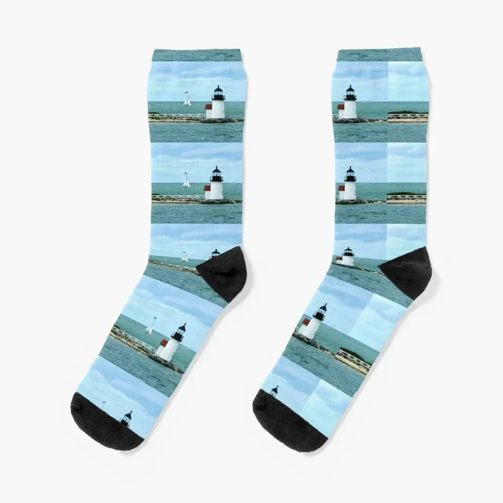 

#508Brant Point Lighthouse Socks winter thermal crazy warm winter Men's Socks Luxury Women's