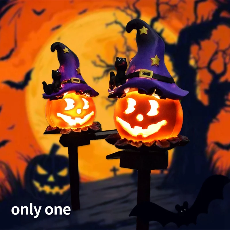 Hot Solar Pumpkin Lantern Halloween Outdoor Light Atmosphere Light Waterproof Resin Light Suitable For Courtyard Garden