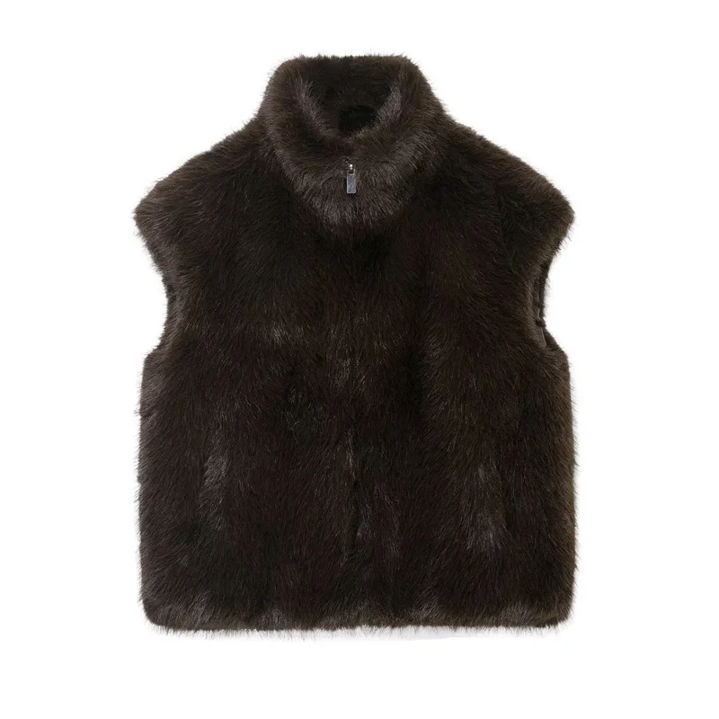 سترة نسائية شتوية جديدة لعام 2025، طراز أوروبي وأمريكي، تأثير بسيط من الفرو الصناعي