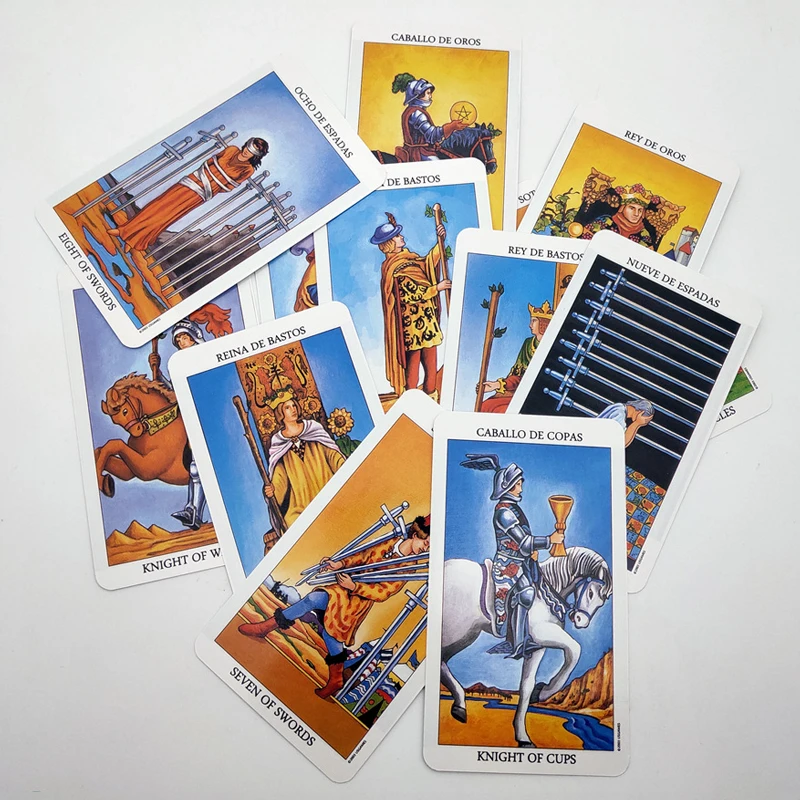 Espanhol e Inglês Cartas de Tarô Clássicas, Rider Waite Oracle Card, Fate Prediction Entertainment Game, Baralho para Criança, Adulto