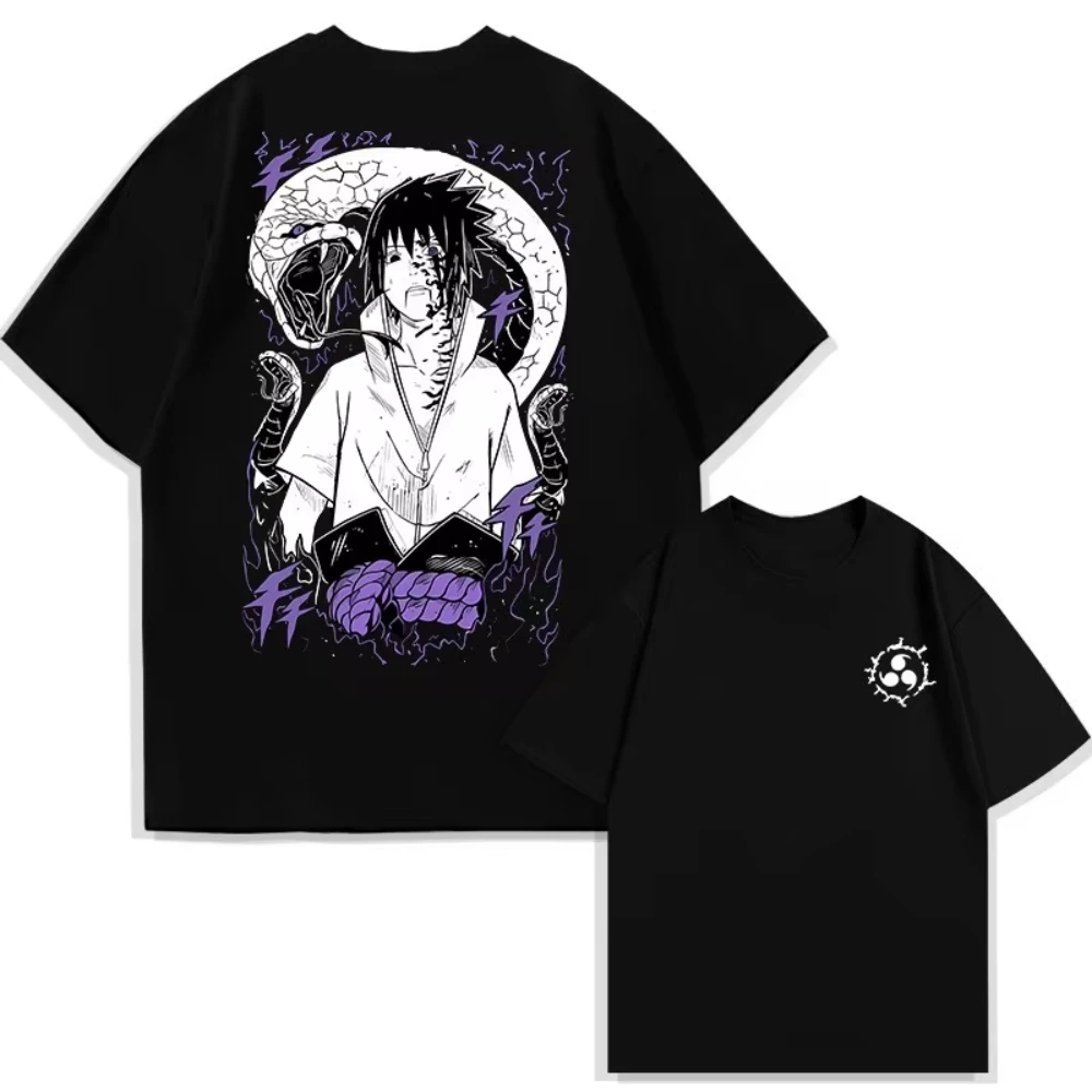 

Футболка унисекс с коротким рукавом из хлопка с аниме-принтом Саске (Учиха Саске) по мотивам японского аниме, летняя, уличный стиль, 2026